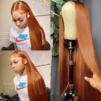 Tuneful Super Deal Ginger Colored 13x6 Lace Frontal Human Hair Wigs 180% Density