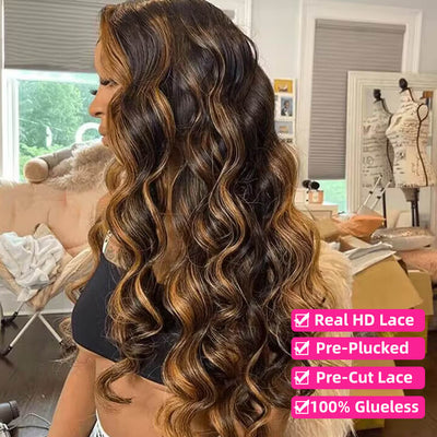 Tuneful Glueless Ready To Wear Ombre Color 1B/30 Body Wave 5x5 HD Lace Human Hair Wigs