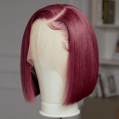 Tuneful 99J Burgundy Colored Bob 13x4 Lace Full Frontal Human Hair Wigs 150% Density  Bogo Deal