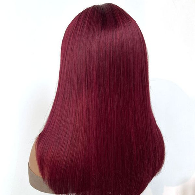 Tuneful Glueless 99J Burgundy Layered Lace Front Closure Human Hair Wigs 210% Density