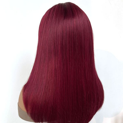 Tuneful Glueless 99J Burgundy Layered HD Lace Front Closure Human Hair Wigs 180% Density