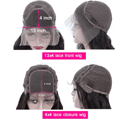 Tuneful 4x4 / 13x4 Lace Closure / Front Short Body Wave Wavy Bob Human Hair Frontal Wigs 180% Density
