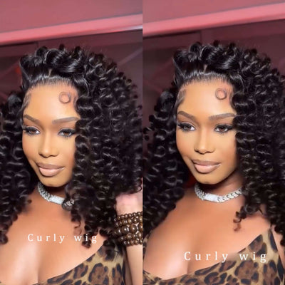 210% Density Wand Curl Lace Front Human Hair Wigs Glueless Wigs