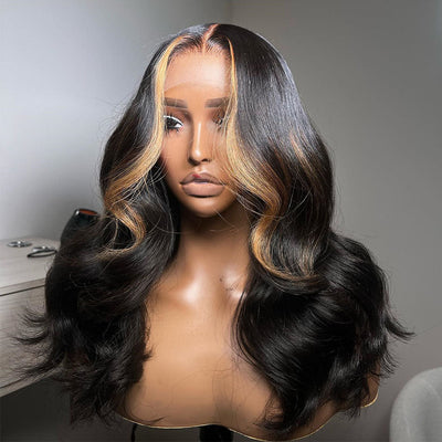 Tuneful HD Lace 250% Density Light Highlight Blonde Lace Wigs Elegant Length Body Wave