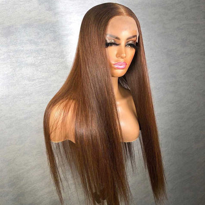 Tuneful Glueless Honey Brown Colored  Straight 13x6 5x5 4x6 Lace Frontal Closure Human Hair Wigs 180% Density