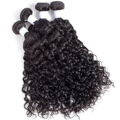 Tuneful 10A Water Wave Human Hair 3 Bundles With 13x4 Lace Frontal 100% Remy Human Hair