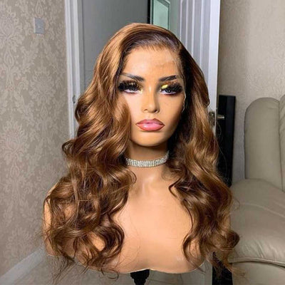 Tuneful Glueless Chestnut Brown #10 Colored 13x6 5x5 6x5 Lace Frontal Closure Body Wave Human Hair Wigs 180% Density
