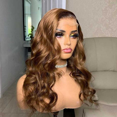 Tuneful Glueless Chestnut Brown #10 Colored 13x6 5x5 6x5 Lace Frontal Closure Body Wave Human Hair Wigs 180% Density