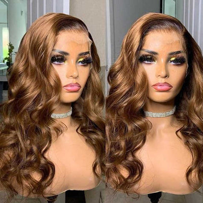 Tuneful Glueless Chestnut Brown #10 Colored 13x6 5x5 4x6 Lace Frontal Closure Body Wave Human Hair Wigs 180% Density