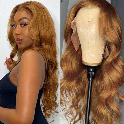 Tuneful Ginger Blonde Colored 13x4 5x5 HD Lace Front Closure Human Hair Wigs Body Wave Frontal Wigs 180% Density