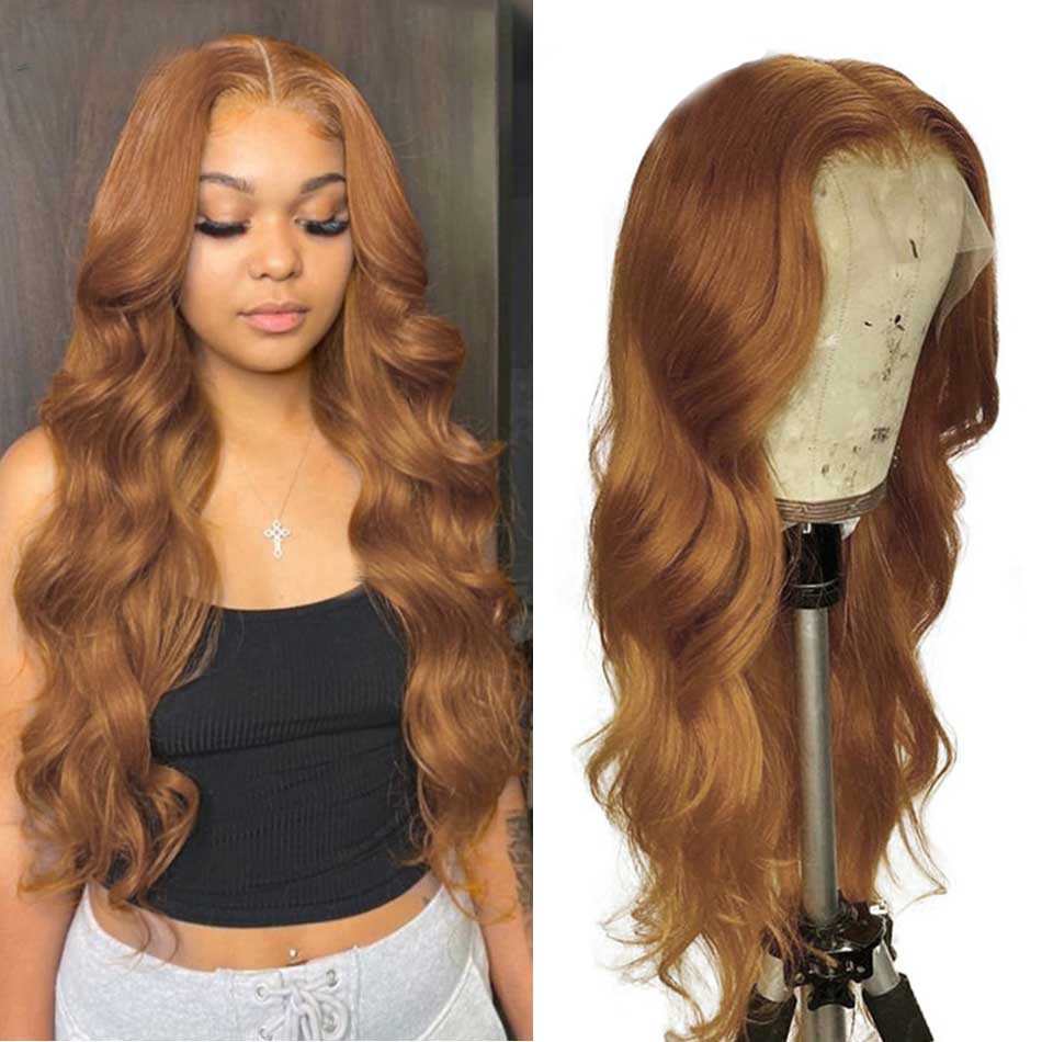 Tuneful Glueless Ginger Blonde Colored 13x6 5x5 4x6 Lace Front Closure Human Hair Wigs Body Wave Wigs 180% Density
