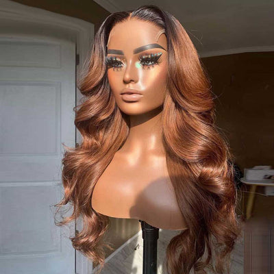Tuneful Glueless 1B/30# Ombre Brown 13x6 5x5 6x5 Lace Front Closure Colored Human Hair Wigs 180% Density