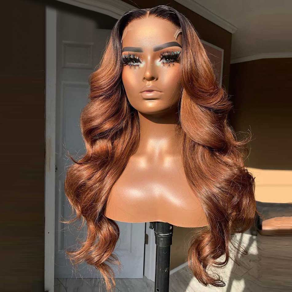 Tuneful Glueless 1B/30# Ombre Brown 13x6 5x5 4x6 Lace Front Closure Colored Human Hair Wigs 180% Density