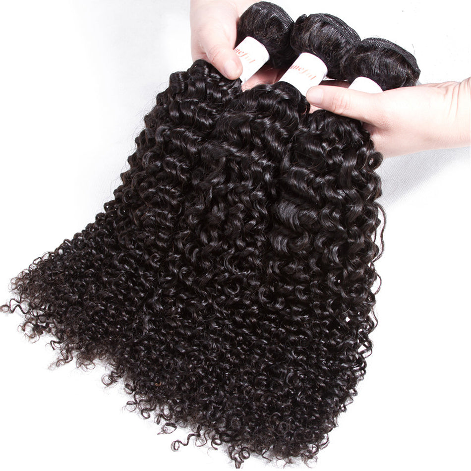 Tuneful Malaysian Jerry Curly 3 Bundles Human Hair Weave Remy Hair 