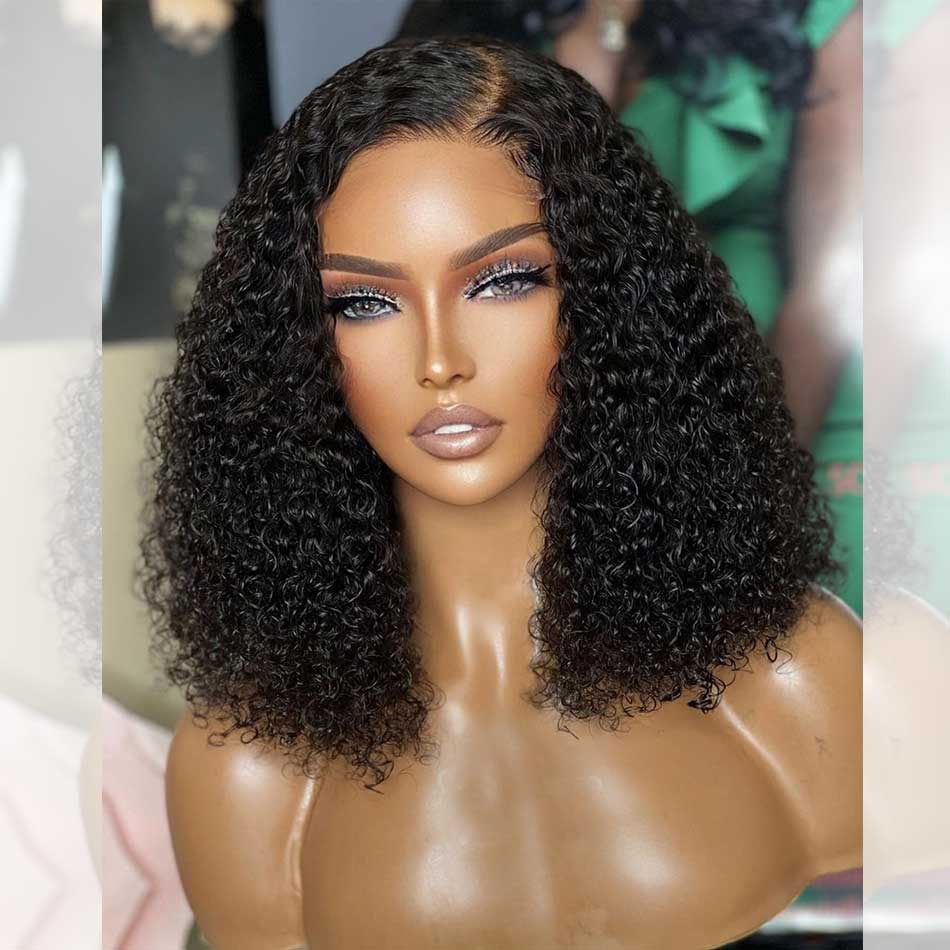 Tuneful 13x4 Jerry Curly Lace Front Bob Human Hair Wigs 180% Density