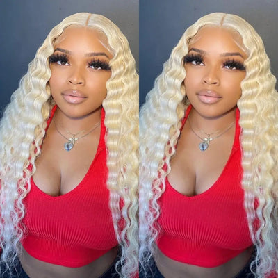 Tuneful 613 Blonde 13x4 13x6 Transparent Lace Front Human Hair Wigs Brazilian Deep Wave Frontal Wigs 180% Density