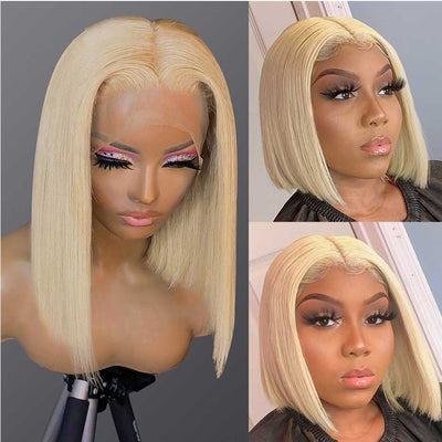 Tuneful 13x4 13x6 613 Blonde Bob Wigs Human Hair Lace Front Wigs 150% Density