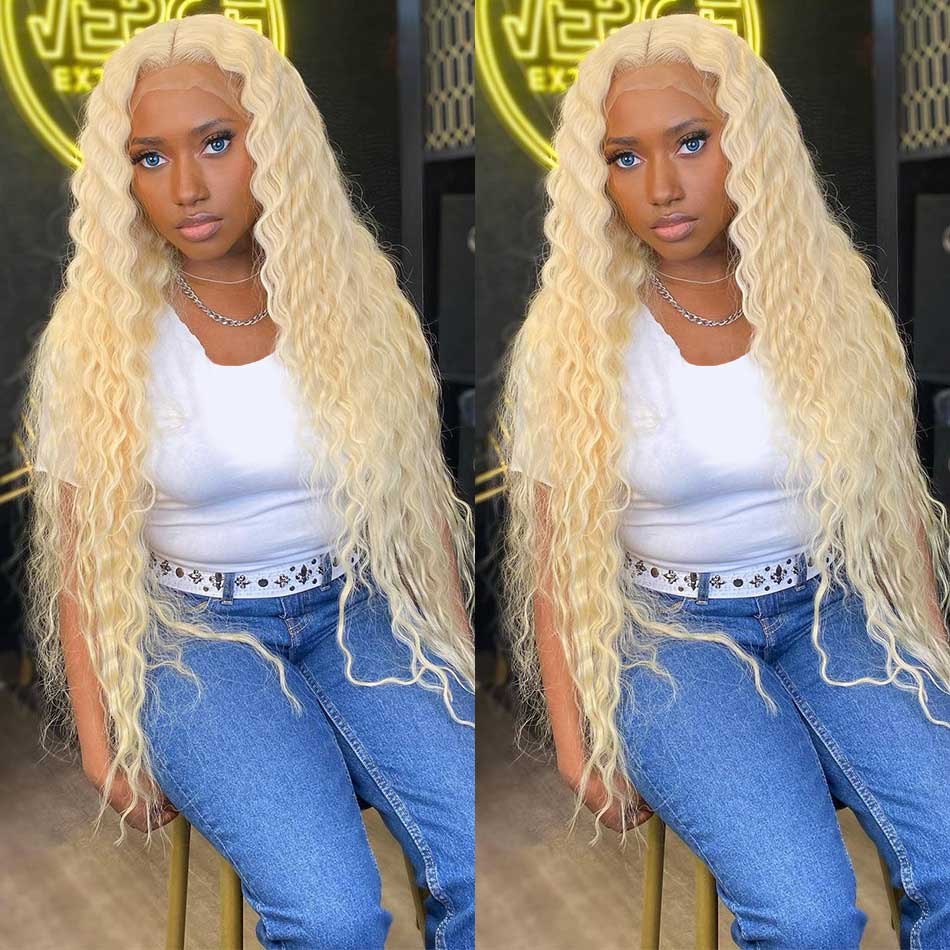 Tuneful 613 Blonde 13x4 13x6 Transparent Lace Front Human Hair Wigs Brazilian Deep Wave Frontal Wigs 180% Density