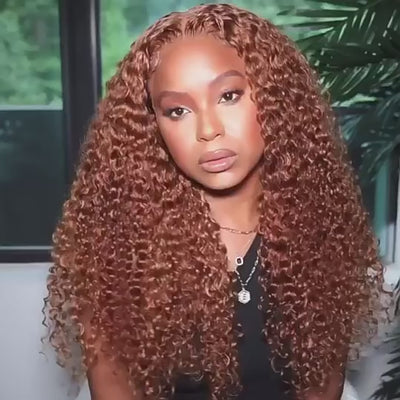 Tuneful Glueless Ginger Brown Colored 13x6 5x5 6x5 Lace Curly Human Hair 180% Density Wigs