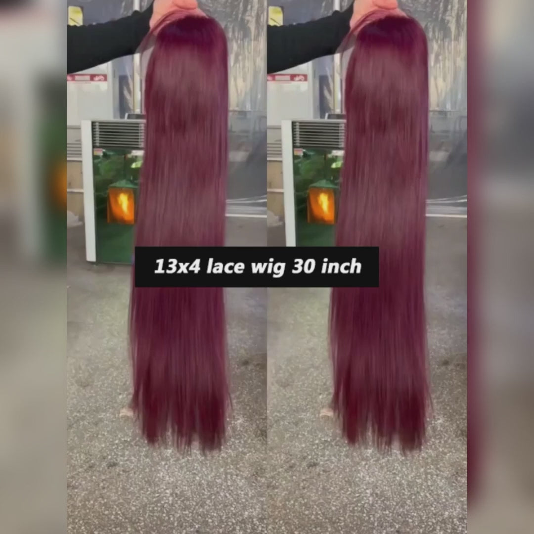 Tuneful Super Deal 99j Burgundy Color 13x4 Lace Front Human Hair Wigs Straight Wigs queenleora Recommend