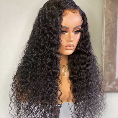 Tuneful 5x5 Deep Wave Transparent Lace Closure Remy Human Hair Wigs 180% Density