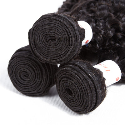 Tuneful 10A Jerry Curly Human Hair 3 Bundles With 13x4 Lace Frontal 100% Remy Human Hair