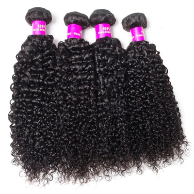 Tuneful 10A Jerry Curly Human Hair 4 Bundles With 4x4/5x5 Lace Closure 100% Remy Human Hair