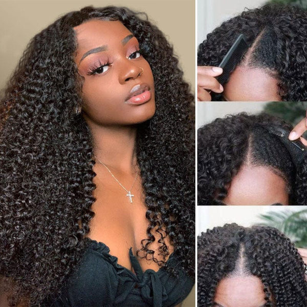 Tuneful Kinky Curly No Lace No Glue V Part Wig Affordable Wigs For Women Beginner Friendly Wear and Go