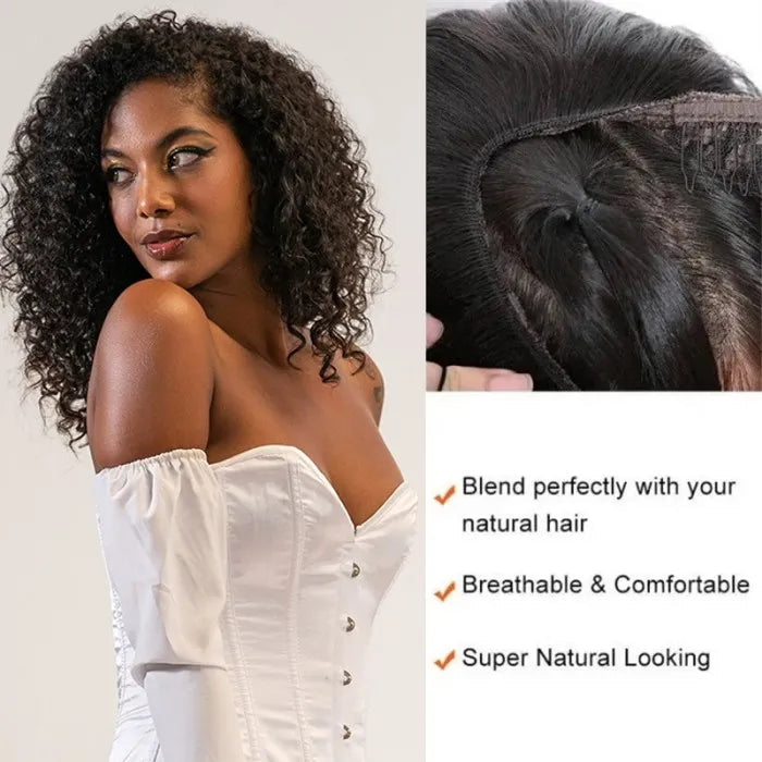 Tuneful Kinky Curly U Part Wig Natural Color Human Hair Wigs For Women Natural Looking Hairline