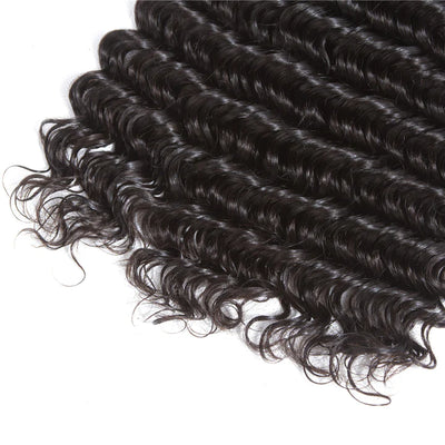 Tuneful 10A Deep Wave Human Hair 4 Bundles With 4x4/5x5 Lace Closure 100% Remy Human Hair