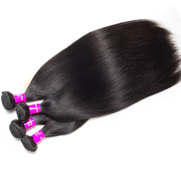 Tuneful 10A Straight Human Hair 4 Bundles With 4x4/5x5 Lace Closure 100% Remy Human Hair