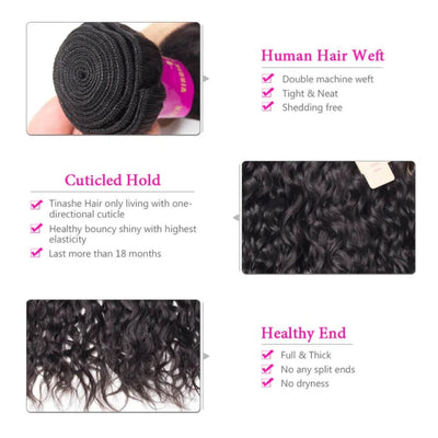 Tuneful 10A Water Wave Human Hair 4 Bundles With 4x4/5x5 Lace Closure 100% Remy Human Hair