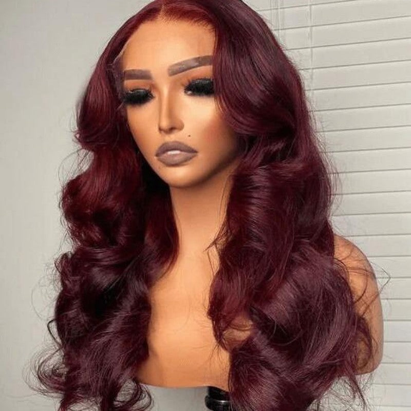 Tuneful 99j Colored 13x6 13x4 5x5 Lace Frontal Closure Human Hair Wigs Body Wave Wigs 180% Density
