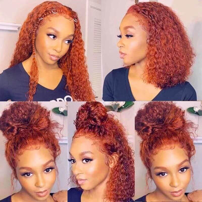 Tuneful Ginger Color 13x6 13x4 5x5 Lace Front Closure Human Hair Wigs Curly 180% Density Wigs
