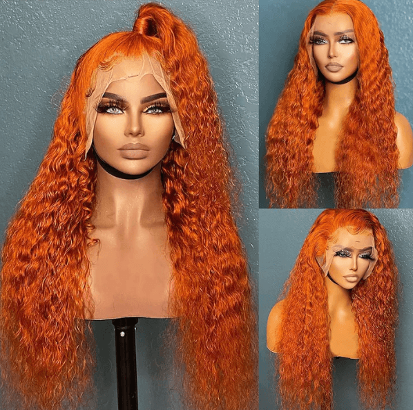 Tuneful Ginger Color 13x4 5x5 HD Lace Front Closure Human Hair Wigs Curly Frontal Wigs 180% Density