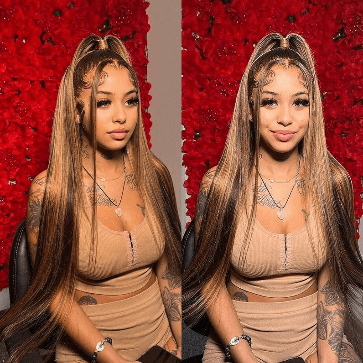 Tuneful Super Deal Highlight Colored Straight 13x6 Lace Front Human Hair Wigs 180% Density