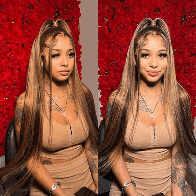 Tuneful Super Deal Highlight Colored Straight 13x6 Lace Front Human Hair Wigs 180% Density