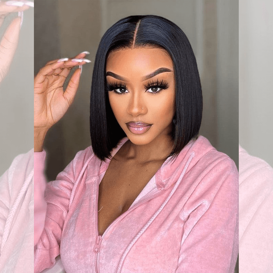 Tuneful 13x4 Short  Straight Bob Wigs Human Hair Lace Front Wigs 180% Density