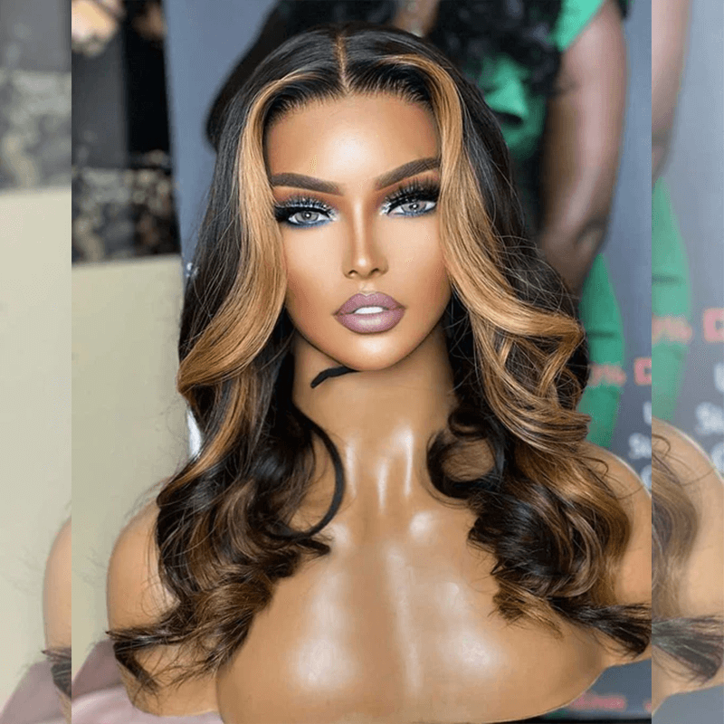 Elegant 5x5 Glueless HD Lace Closure Human Hair Wigs Highlight Colored Wigs Chest Length
