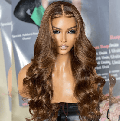 Hairstylist Works Luxury 250% Chocolate Brown Colored Human Hair Wigs 5x5 HD Glueless Lace Closure Wigs