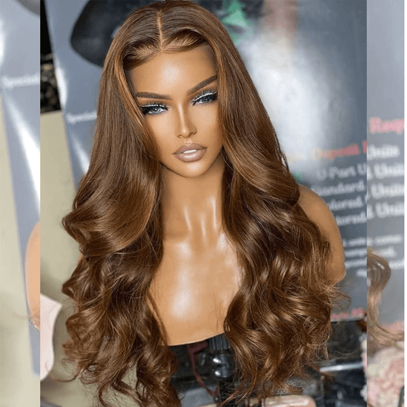 Hairstylist Works Luxury 250% Chocolate Brown Colored Human Hair Wigs 5x5 HD Glueless Lace Closure Wigs