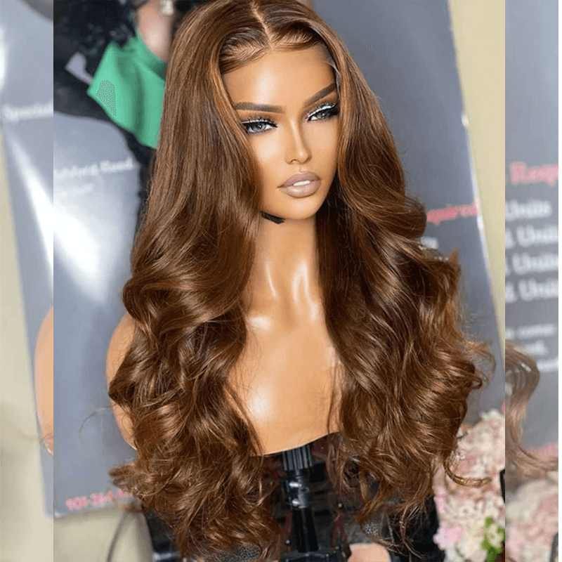 Hairstylist Works Chocolate Brown Colored Human Hair Wigs 5x5 Glueless Lace Closure Wigs