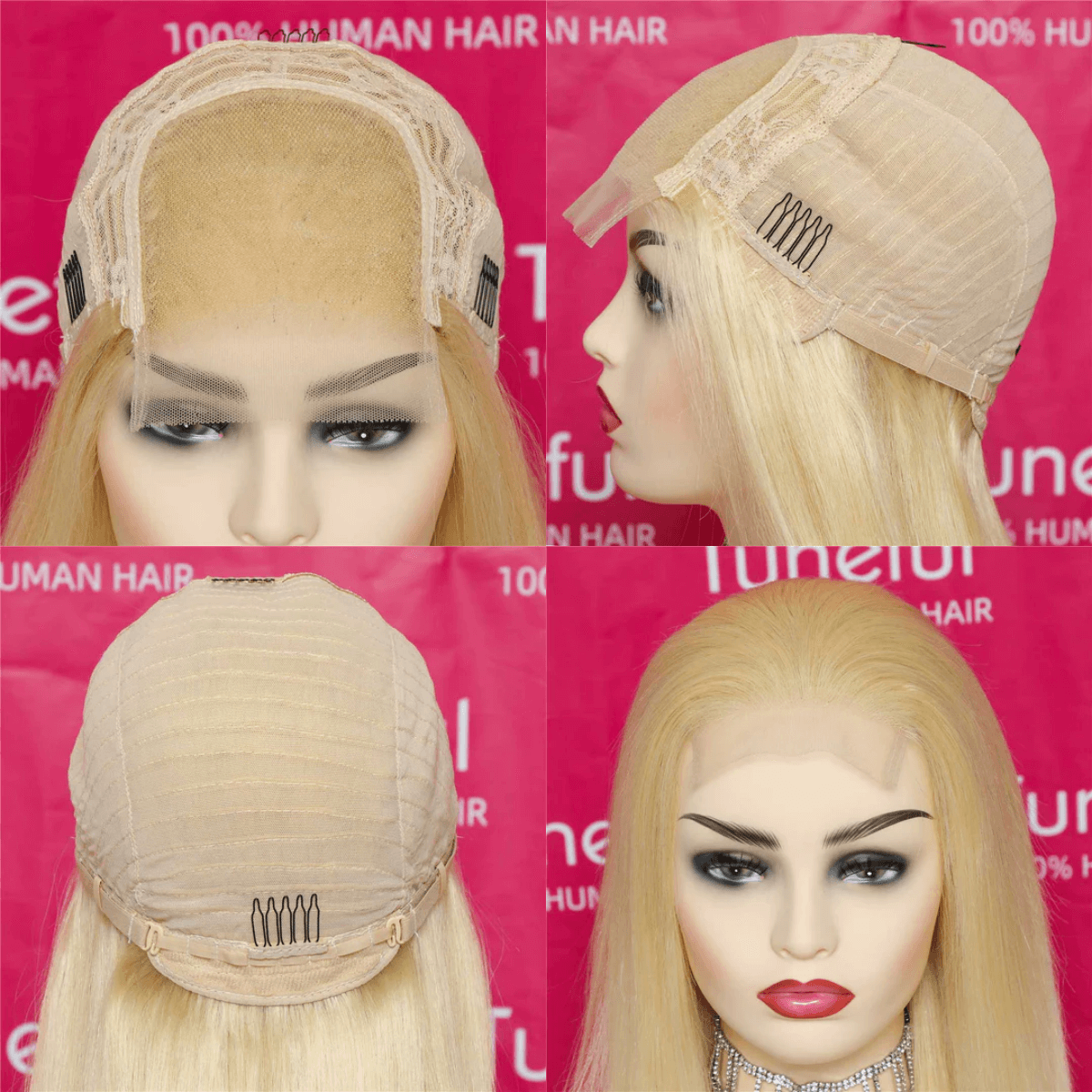 Tuneful 613 Blonde 4x4 HD Lace Closure Human Hair Wigs 180% Density