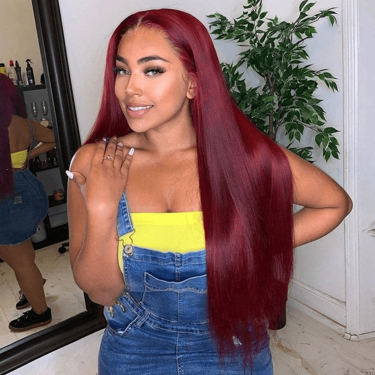 Tuneful Super Deal 99j Burgundy Color 4x6 Ready Go 13x6 Lace Front Human Hair Wigs Straight Wigs queenleora Recommend