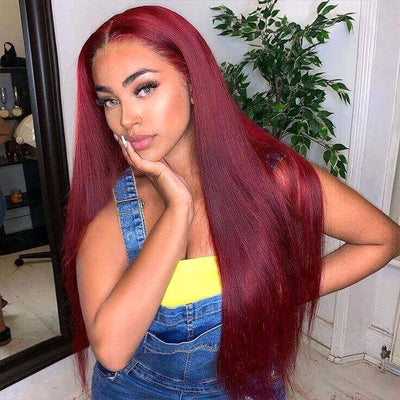 Tuneful Super Deal 99j Burgundy Color 4x6 Ready Go 13x4 Lace Front Human Hair Wigs Straight Wigs queenleora Recommend