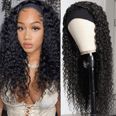 Tuneful Water Wave Headband Wigs Human Hair Wigs For Women