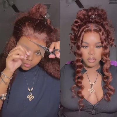 Tuneful  Glueless #33 Auburn Color Glueless 13x6 5x5 6x5 Lace Front Closure Human Hair Wigs Kinky Straight Wigs 180% Density