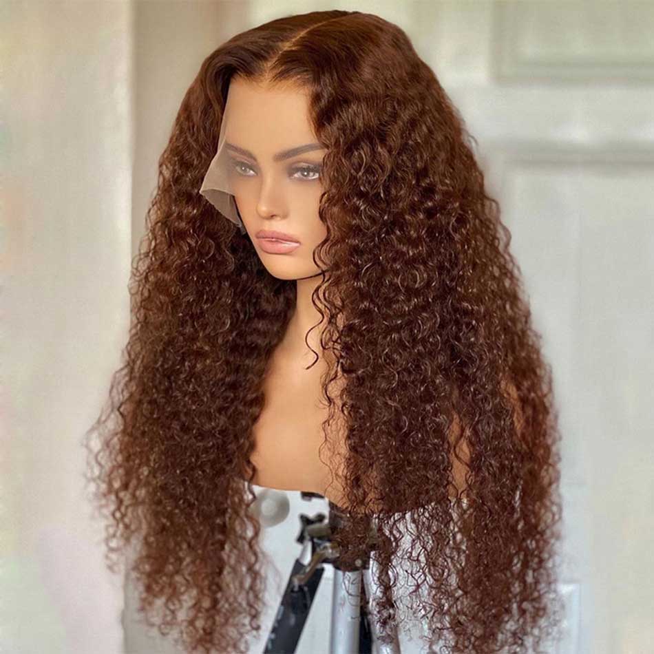 Tuneful Brown Colored Curly Human Hair Wigs For Black Women