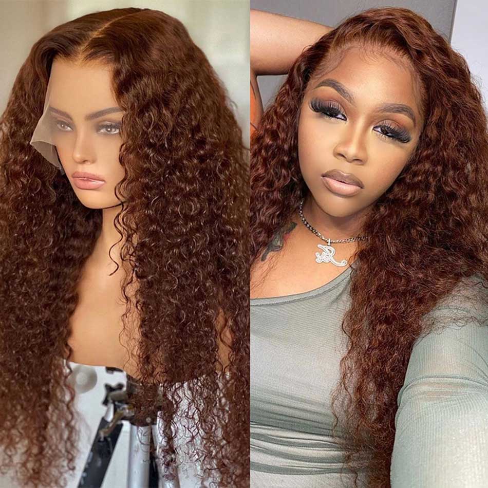 Tuneful Brown Colored Curly Human Hair Wigs For Black Women