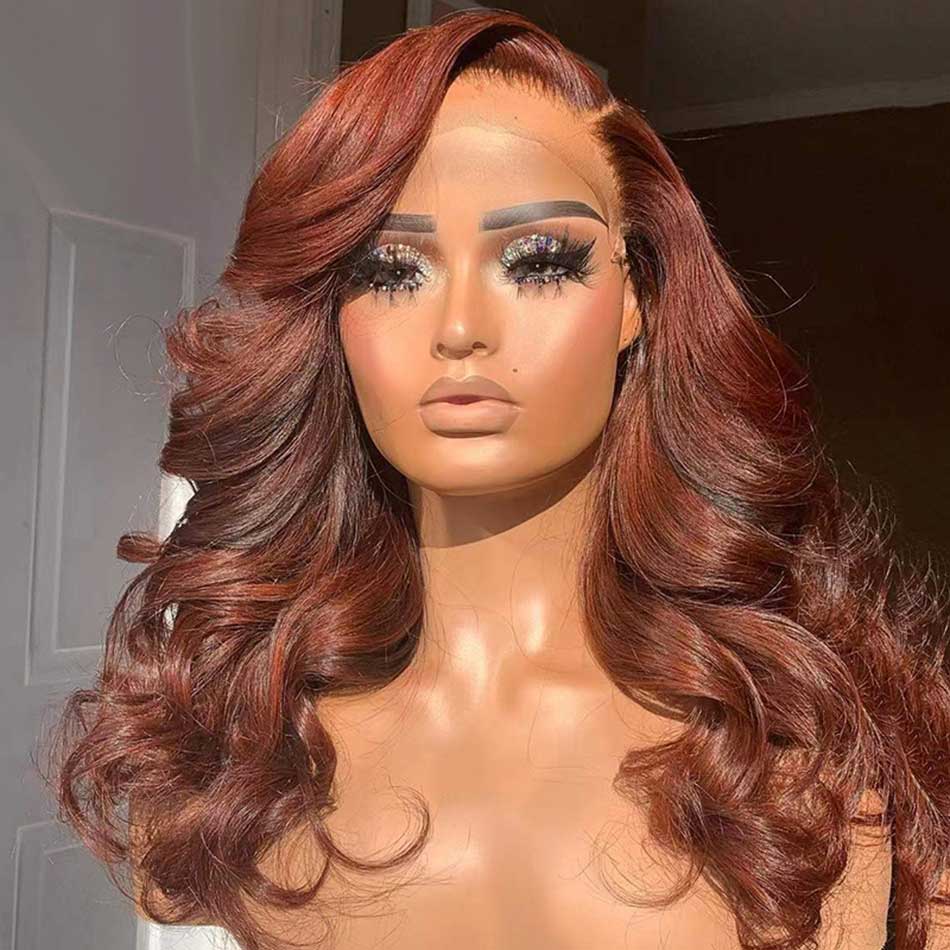 Tuneful Glueless #30 Brown Colored 13x6 5x5 6x5 Glueless Lace Frontal Closure Human Hair Wigs Body Wave Wigs 180% Density